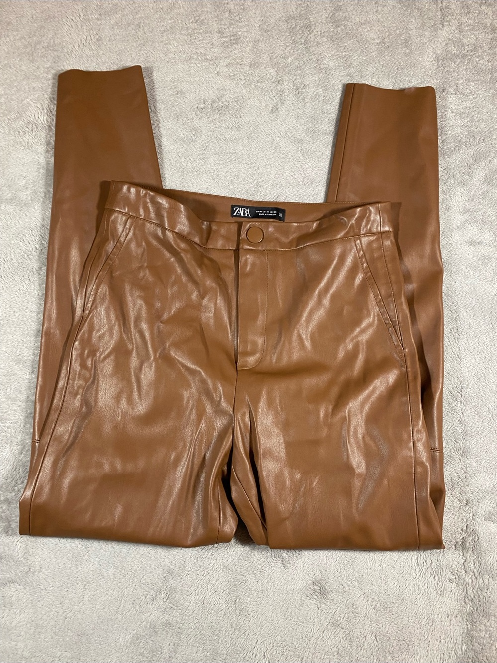 Zara Women’s Faux Leather Pants - Brown
